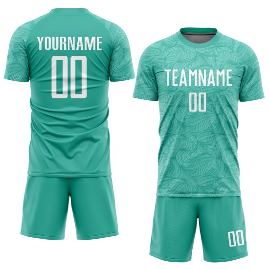 Uniform Aqua Soccer White Jersey Sublimation Custom Uniform Aqua Soccer White Jersey Sublimation Custom