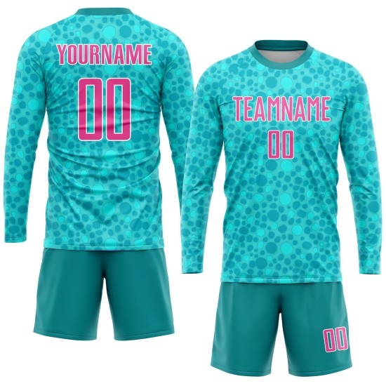 Soccer Pink-White Custom Sublimation Uniform Aqua Jersey Soccer Pink-White Custom Sublimation Uniform Aqua Jersey