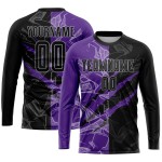 Pattern Uniform Custom Purple-Gray Sublimation Graffiti Jersey Black Scratch Soccer Pattern Uniform Custom Purple-Gray Sublimation Graffiti Jersey Black Scratch Soccer