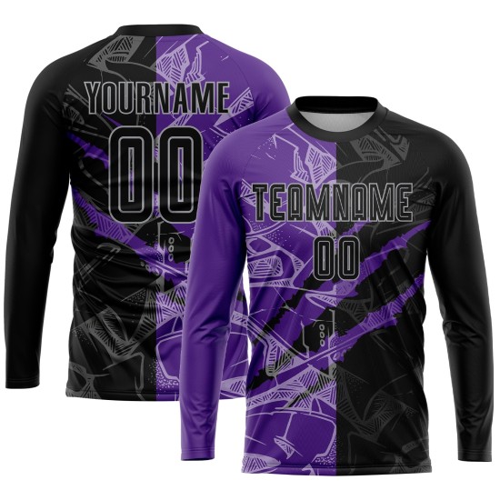 Pattern Uniform Custom Purple-Gray Sublimation Graffiti Jersey Black Scratch Soccer Pattern Uniform Custom Purple-Gray Sublimation Graffiti Jersey Black Scratch Soccer