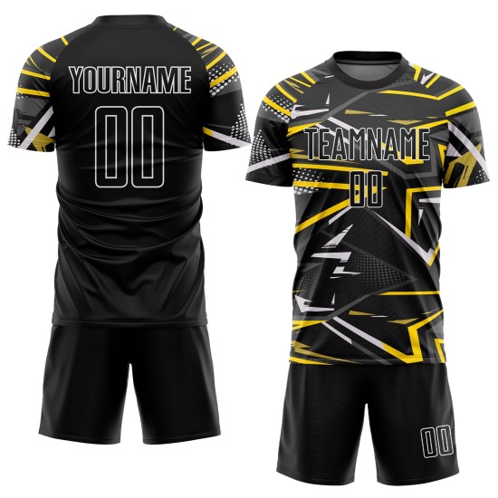 Custom Jersey Black Soccer Sublimation Uniform Black-Gold Custom Jersey Black Soccer Sublimation Uniform Black-Gold