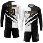 Pattern Scratch Black-Old Gold Uniform Custom Jersey Soccer Sublimation Graffiti Pattern Scratch Black-Old Gold Uniform Custom Jersey Soccer Sublimation Graffiti