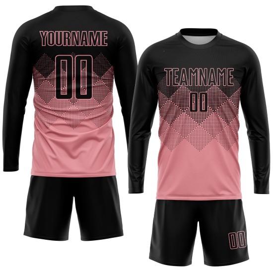 Medium Soccer Pink Custom Sublimation Black Uniform Jersey Medium Soccer Pink Custom Sublimation Black Uniform Jersey