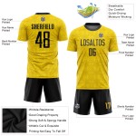Soccer Gold Sublimation Black Custom Jersey Uniform Soccer Gold Sublimation Black Custom Jersey Uniform