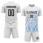 Custom White Blue Jersey Black-Light Sublimation Uniform Soccer Custom White Blue Jersey Black-Light Sublimation Uniform Soccer