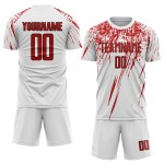 Sublimation White Soccer Custom Red-Black Uniform Jersey Sublimation White Soccer Custom Red-Black Uniform Jersey