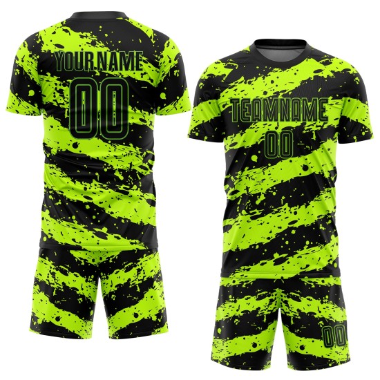 Green Neon Uniform Sublimation Jersey Custom Soccer Black Green Neon Uniform Sublimation Jersey Custom Soccer Black